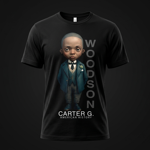 Carter G. Woodson Black History Graphic Tee mockup on black shirt