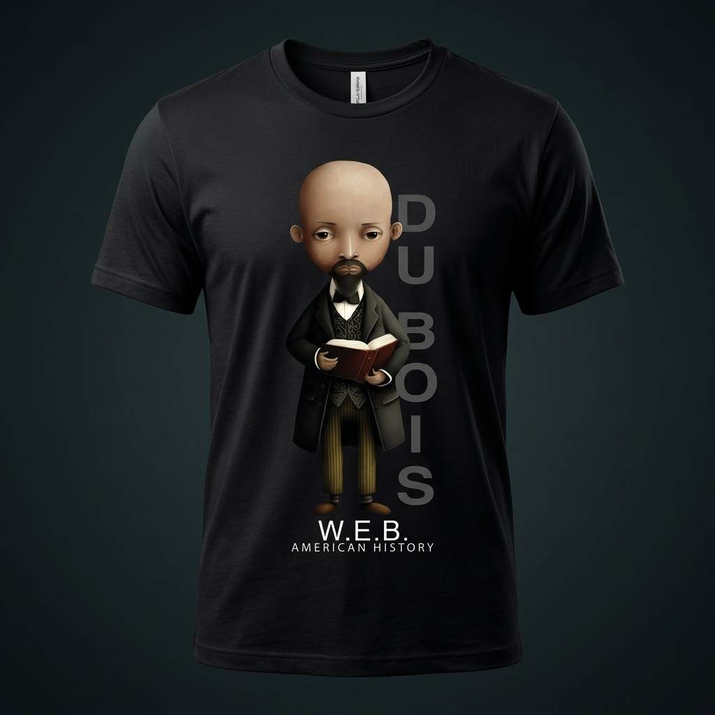W.E.B. Du Bois Black History Graphic Tee mockup on black shirt