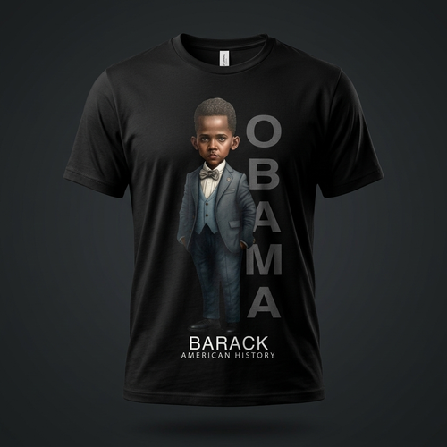 Barack Obama Black History Graphic Tee mockup on black shirt