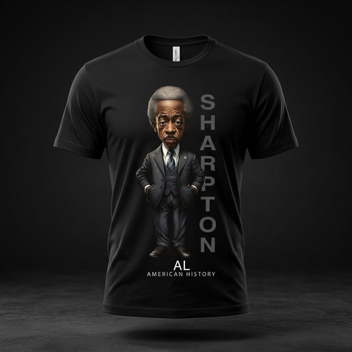 Al Sharpton Black History Graphic Tee mockup on black shirt