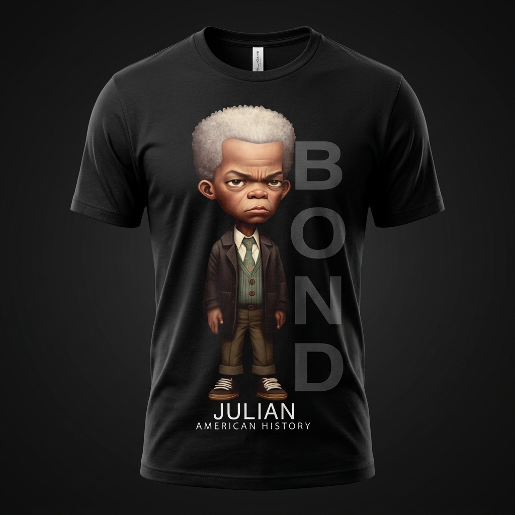 Julian Bond Black History Graphic Tee mockup on black shirt