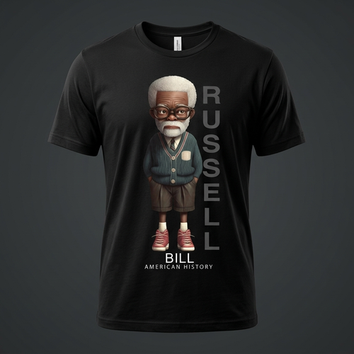 Bill Russell Black History Graphic Tee mockup on black shirt